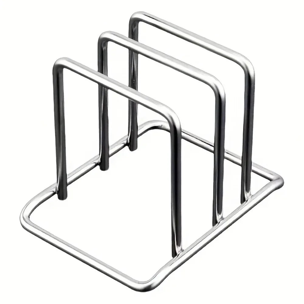 1 soporte de acero inoxidable para tapas de ollas y tablas de cortar, combinado, que ahorra espacio - Estante de encimera resistente, organizador de cocina
