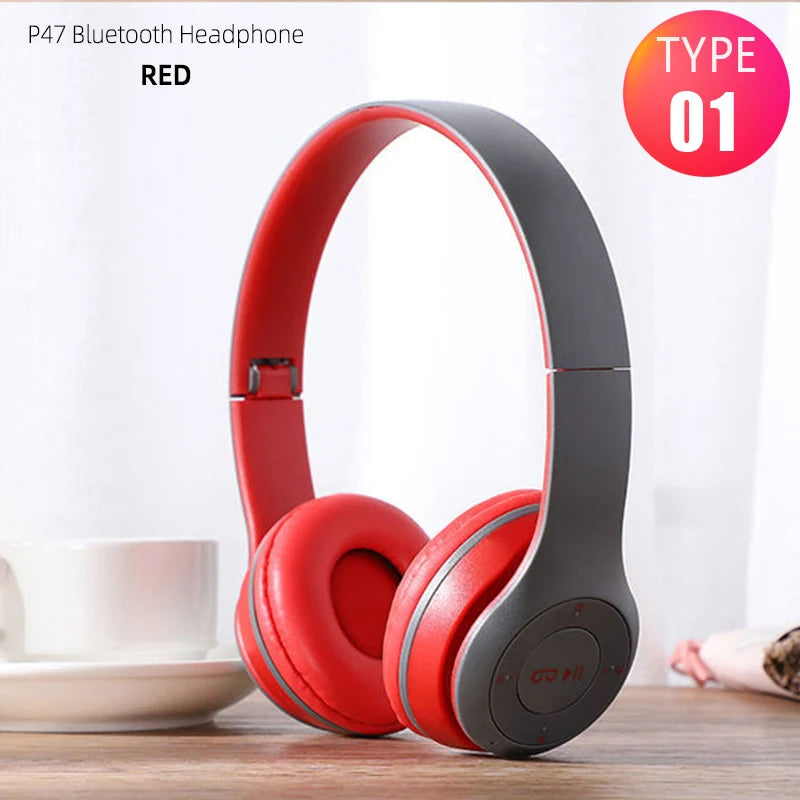 Auriculares inalámbricos P47 Bluetooth 5.0 Auriculares plegables HIFI estéreo graves para música, juegos, auriculares para niños y niñas para iPhone XiaoMi