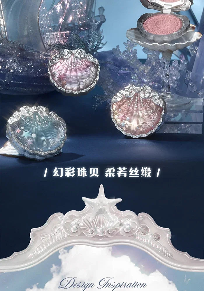 Flower Knows Shells Jewel Collection Embossed Silk Satin Blusher Expands Shrink Cheek Vintage Pearl Makeup