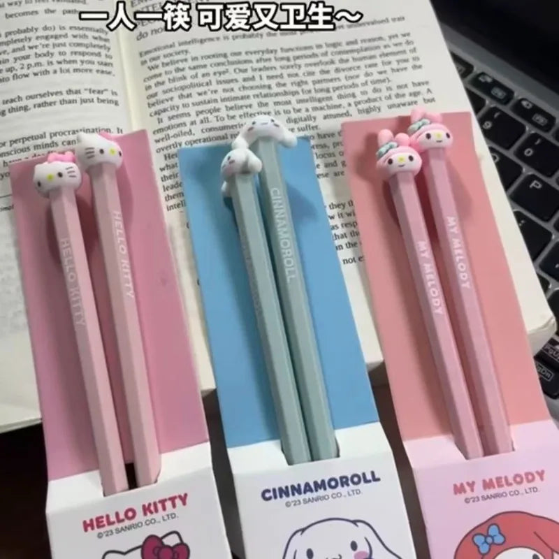 Palillos bonitos de dibujos animados con diseño de animales Kawaii, cubiertos japoneses reutilizables, accesorios de cocina y comedor, regalo para adolescentes al por mayor