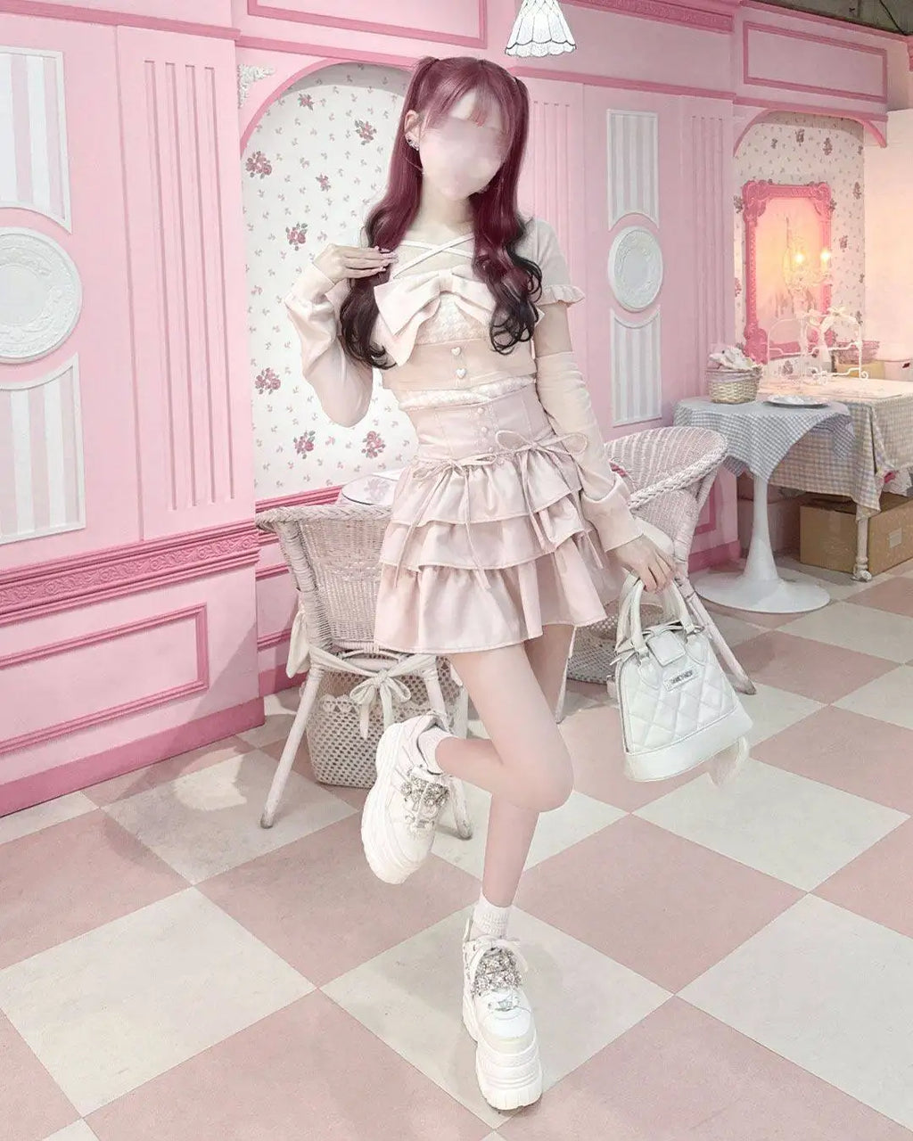 Sweet Cute Lace High Waist Puffy Skirt Japanese Style Kawaii Bow Tie Slimming Multi-layer Mini Skirt A-line Skirts for Women
