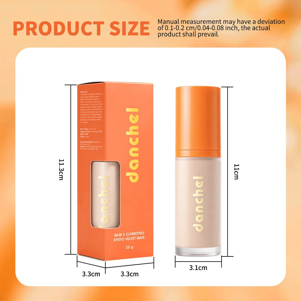 2-in-1 Liquid Foundation & Concealer Buildable Coverage Velvet Matte Finish Long Lasting Sweat Resistant Natural Face Makeup