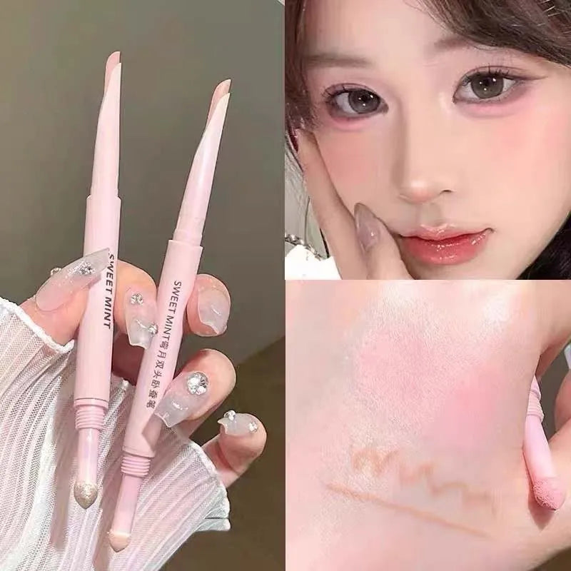 Double Headed Sickle Eyeliner Lying Silkworm Pen Waterproof Natural Glitter Eyeshadow Lying Silkworm Eyes Contour Shadow Make Up
