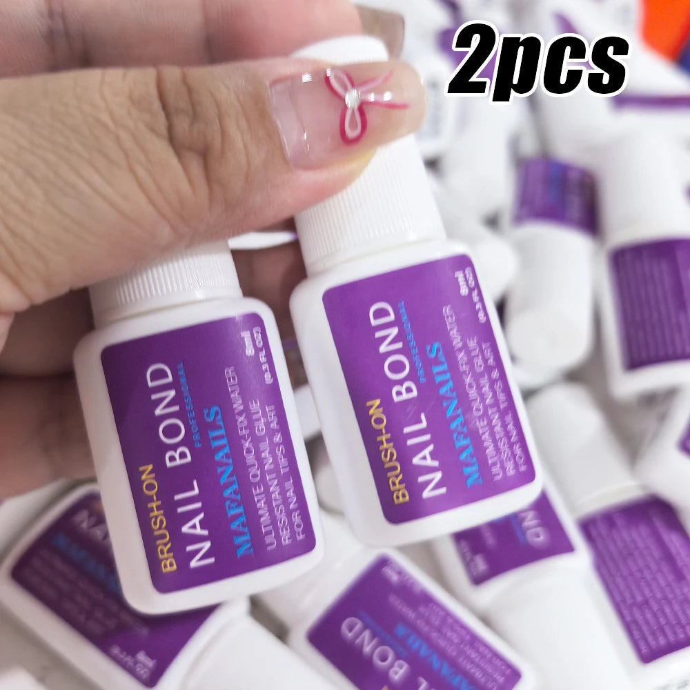 Pegamento de uñas con brocha de 8 g/botella para puntas de uñas acrílicas, adhesivo de larga duración, súper fuerte (7 g/unidad), adecuado para uso profesional.