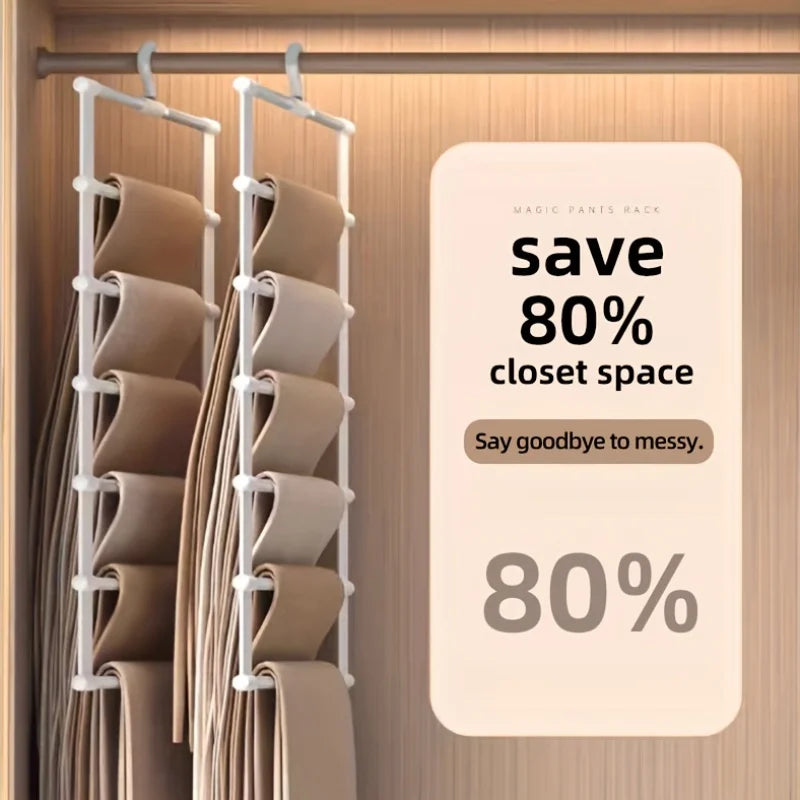 Multi Functional Pants Rack, Cloud Ladder Hanging, Folding Pants Rack, Stainless Steel Pants Clip, Multi-Layer Seamless Storage