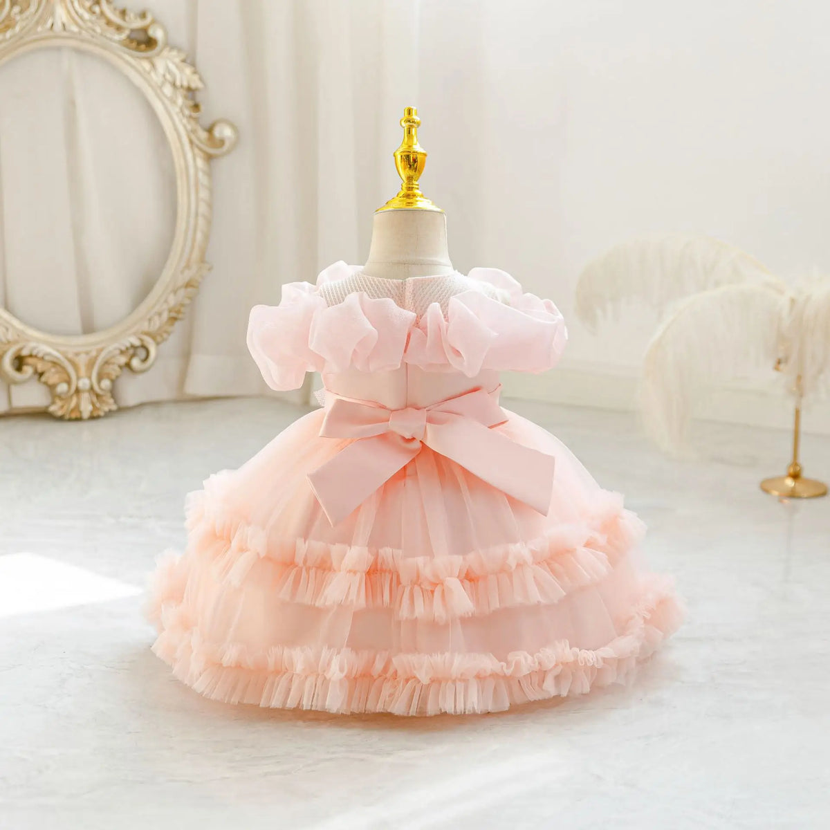 HETISO Girls Princess Flower Dress Tutu Sleeve Baby Toddler Children's Birthday Party Ball Gown for 0-5 Years