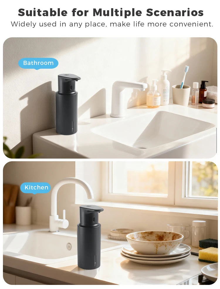 Dispensador de jabón de cocina de 480 ml con sensor automático, máquina de desinfectante de manos, dispensador de jabón eléctrico inteligente para gel de baño, acero inoxidable 304
