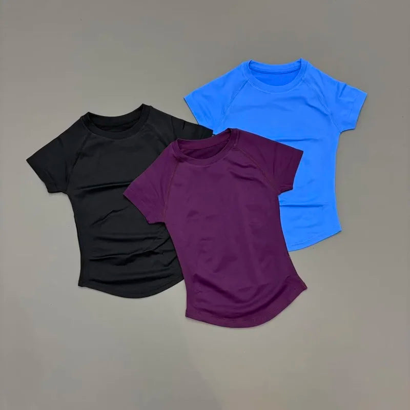 Short Sleeve Seamless Yoga Top Women Quick Dry Breathable Slim Fit Workout Gym Running Fitted Sports T-Shirt Activewear