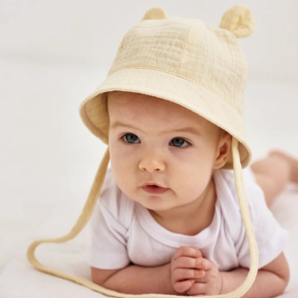 Muslin Baby Summer Hat Newborn Cap Cotton Baby Sun Hats For Girls Boys Infant Bucket Hat For Toddler Accessories 3-12M