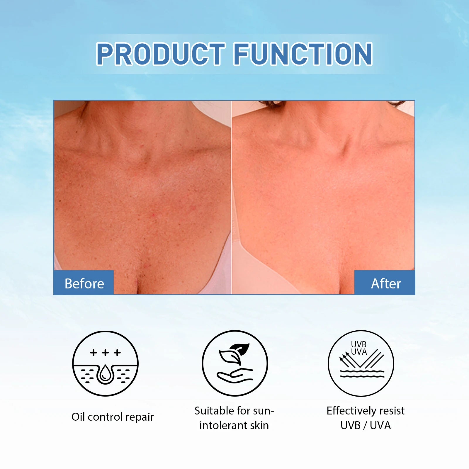 Daily Facial Sunscreen for Oily Skin Oil Control Brightening UV Protection Cream Lightweight Non Greasy Moisturizing Face Lotion