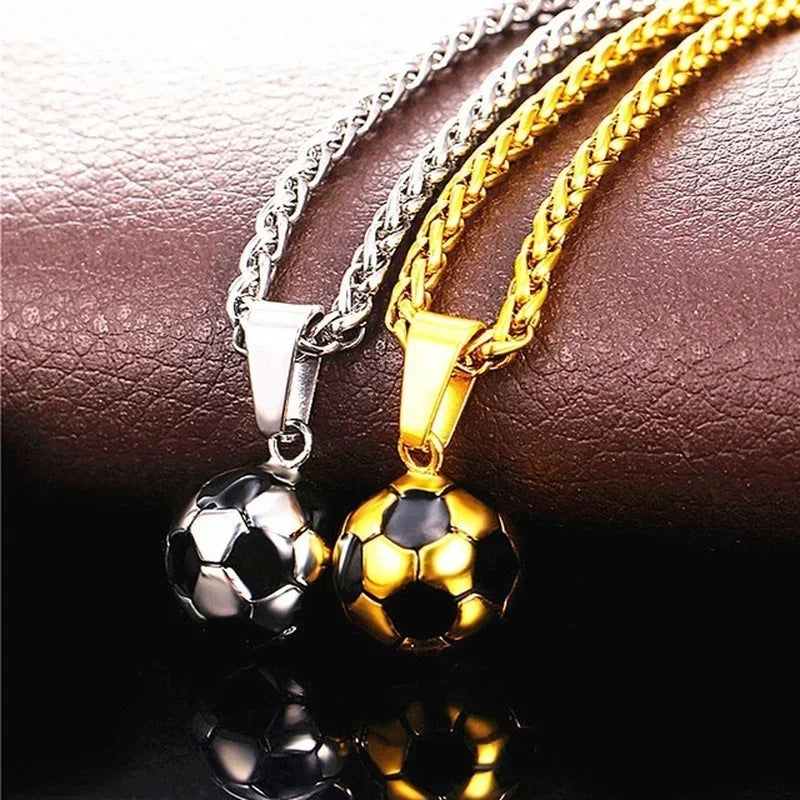Sports Product Football Necklace With Stainless Steel Chain Necklace Football Boy'S Necklace For Men