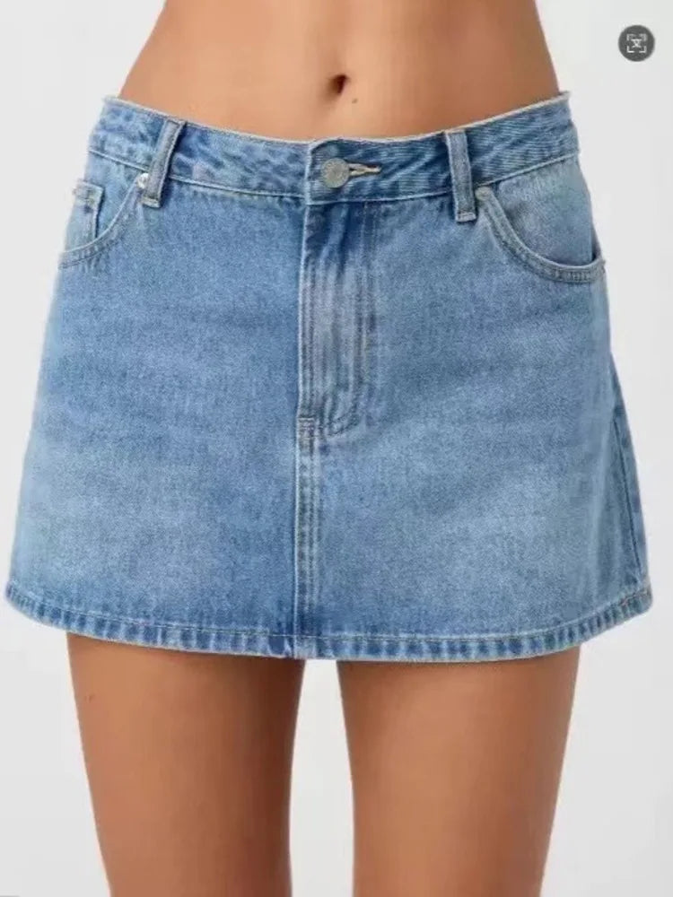 New 2026 Summer Women's Elastic Slim-fit  Denim Short Skirt  Female Fashion Casual Mid Waist Jeanse Skirt