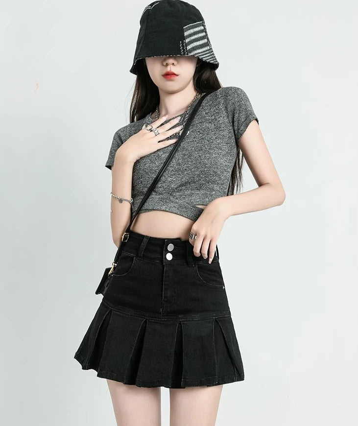 Female Jeans Skirts Ruffle Gyaru Women's Denim Skirt Flare New In Clothing Trend 2025 V Offer Aesthetic Hot Y2k Vintage Casual