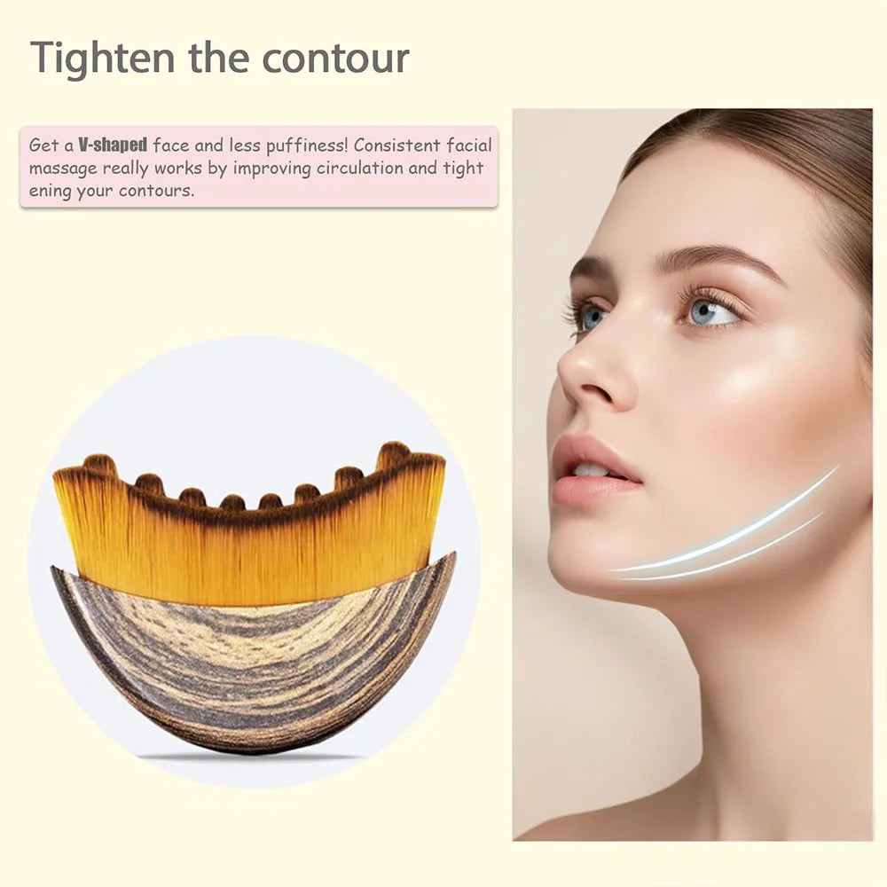 1 PCS Lymphatic Contour Face Brush with Storage Box Lymphatic Drainage Brush for Face Chin & Neck