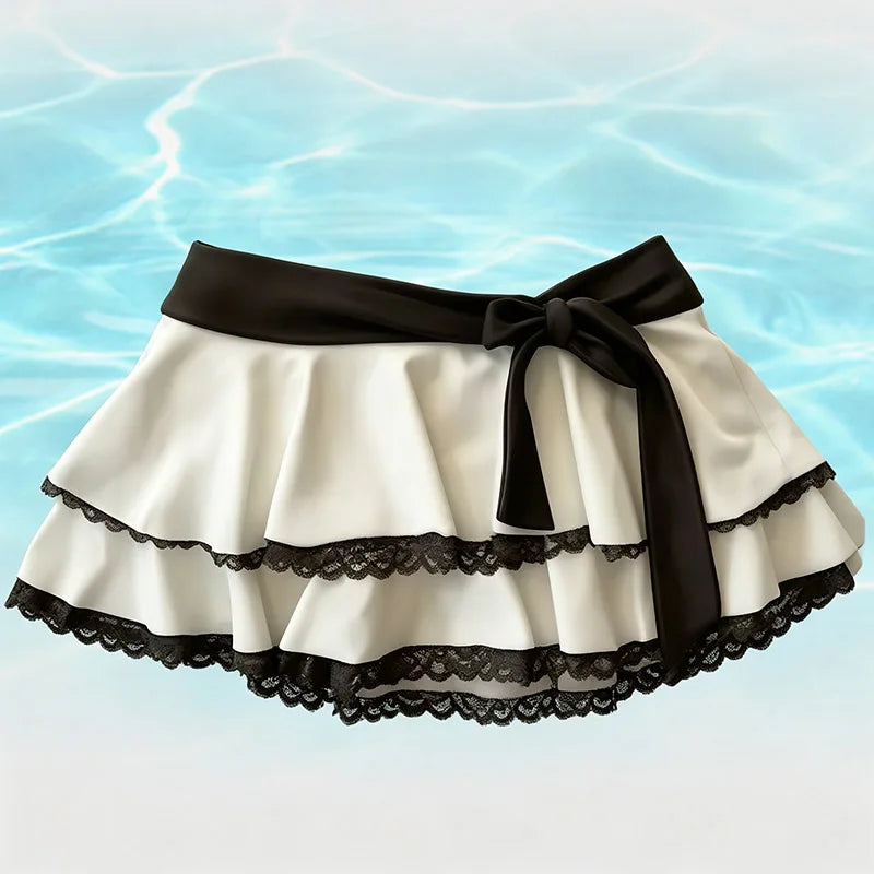 2000s Summer Aesthetic Women Clothing Kawaii Crop Top Bow Swimming set Sexy Harajuku Femme Camis Y2k Tank Tops Korea Camisole