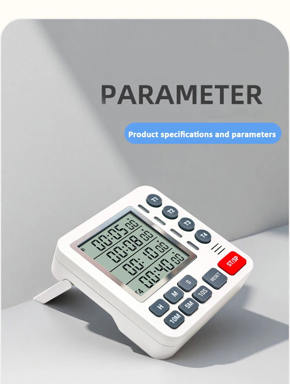 Magnetic Kitchen Timer 4 Channels Four Sets of Timing Large LCD Display Digital Cooking Countdown Timer Home Kitchen Accessories