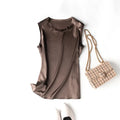 Heavy Silk Women's Sleeveless Top T-shirt Autumn Silk Top Silk Satin Bottom Top Solid Color T-shirts Satin Shirts for Women