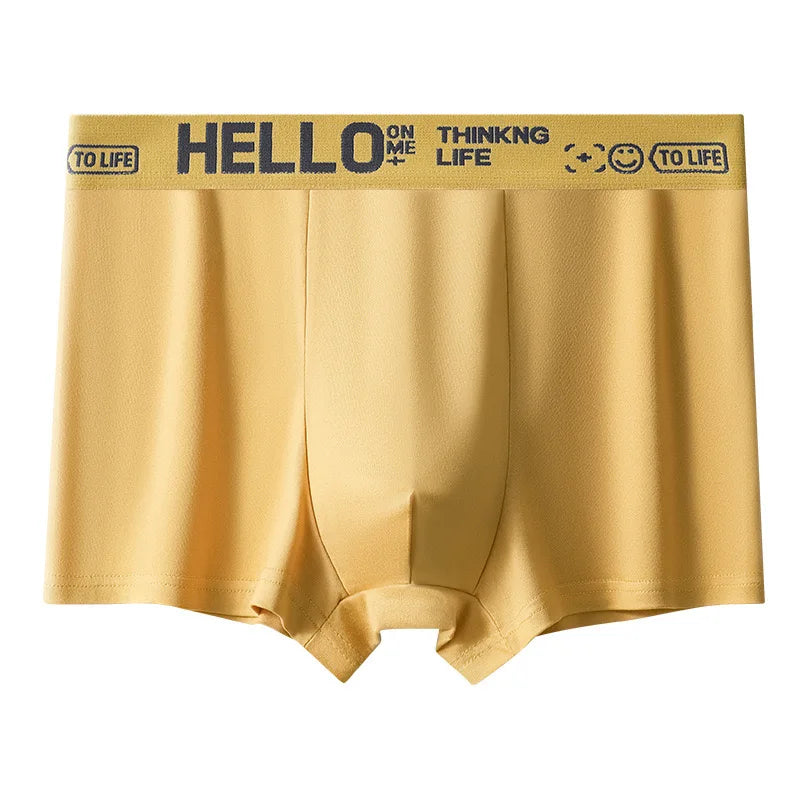 Men'S Mid-Waist Thin Sports Briefs Breathable Comfortable Large Size Boxer Shorts Youth Comfortable Flat Angle Underwear