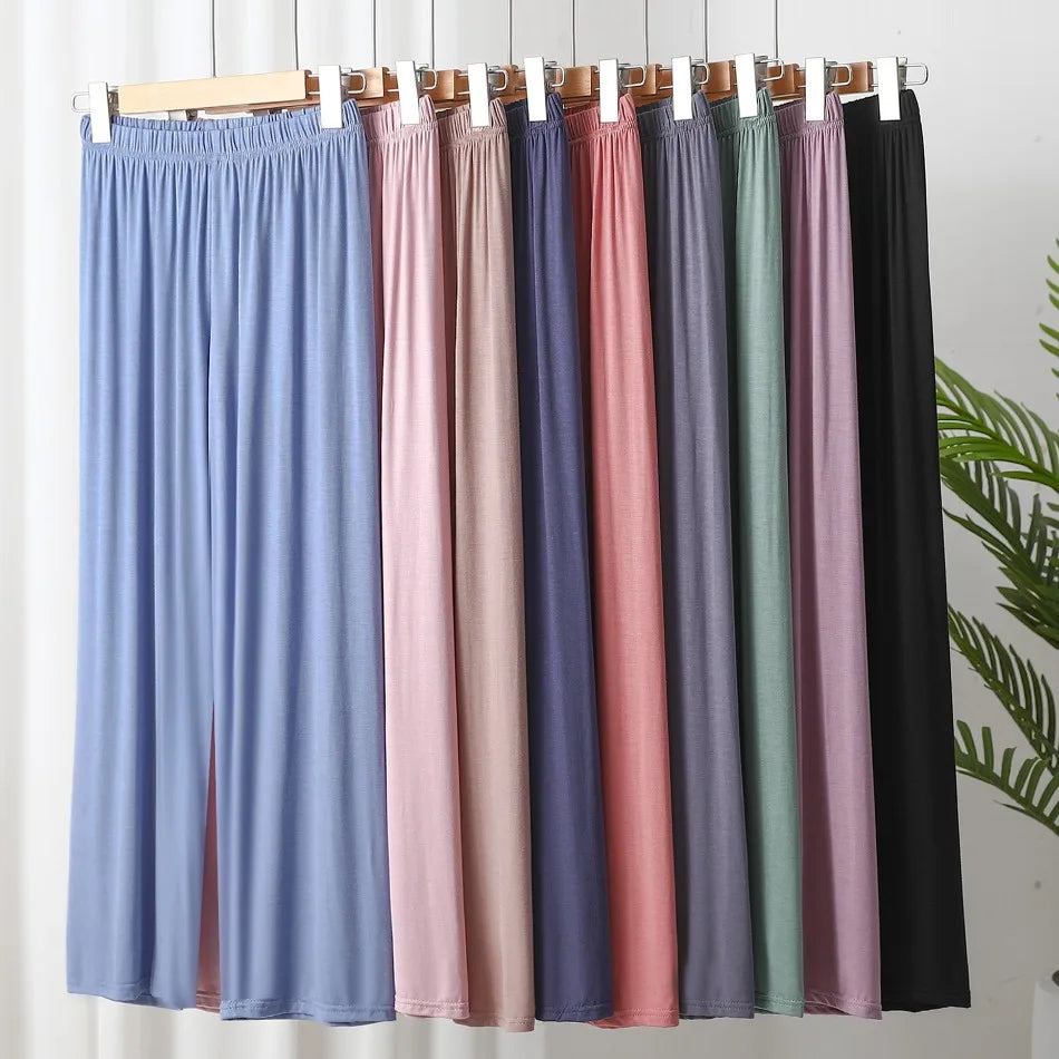 New Summer Knit Women's Modal Pants Loose Casual Wide Leg Pants for Women Bottoms Korean Fashion Home Streetwear Women Clothes