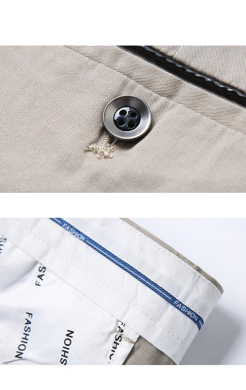 Classic Style Summer Men's Thin Cotton Casual Pants Business Fashion Stretch Loose Straight Beige Trousers Male Brand Clothes