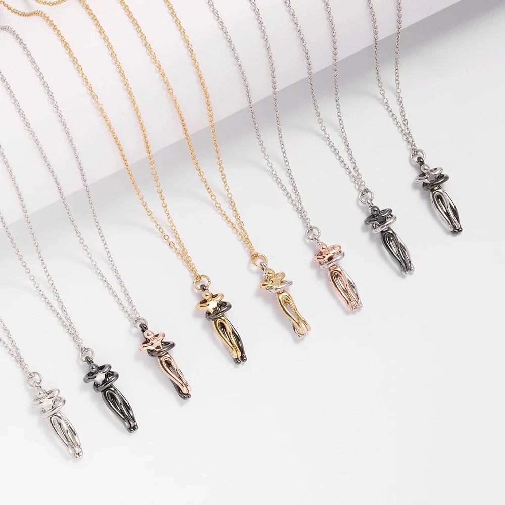 Fashion Hugging Necklace Jewelry Choker Hug Pendant Chain Men Necklaces For Lover Women'S Couple Men Lady Female Male