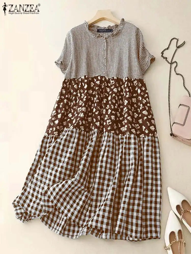 Women's Plaid Long Dress | Casual Loose Summer Sundress