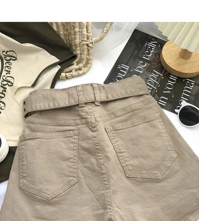 2026 Summer Safari Style Women Denim Pantskirt High-waist Short Slim A-line Jean Skirts Lady Anti-expose Lining Wide-leg Shorts