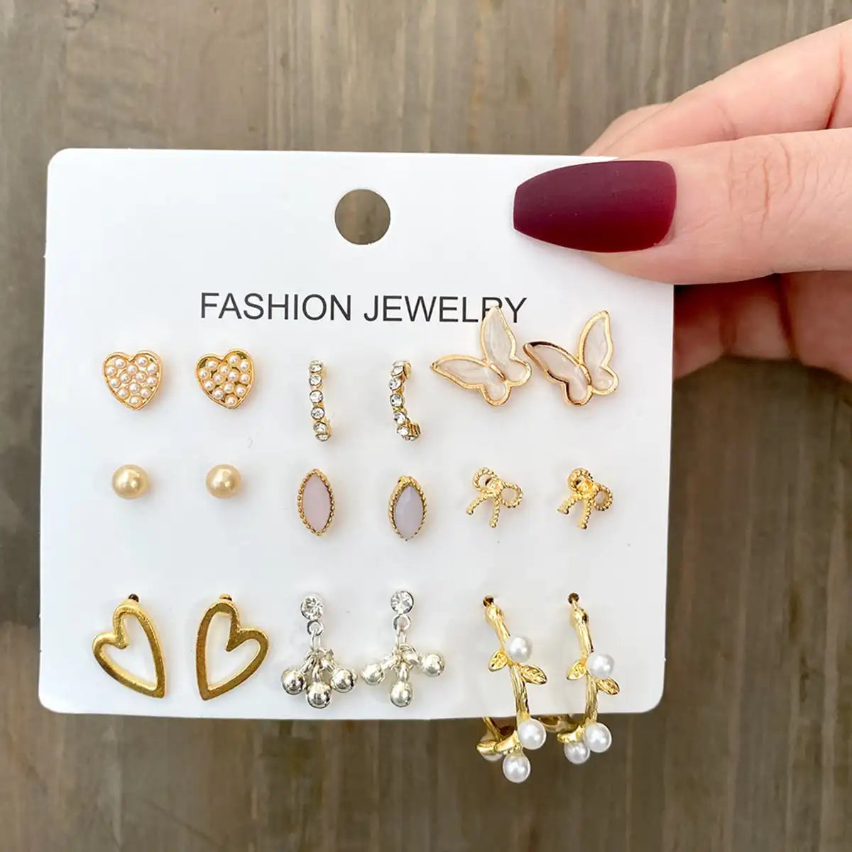 Trendy Vintage Gold Color Earrings Set Pearl Stud Earrings For Women'S Korean Geometric Crystal Small Earrings 2024 Brincosjewelry