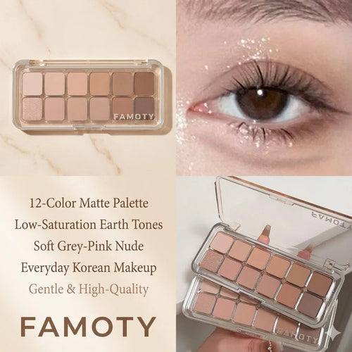 12-Color Low Saturation Matte Eyeshadow Palette - Tea Apricot