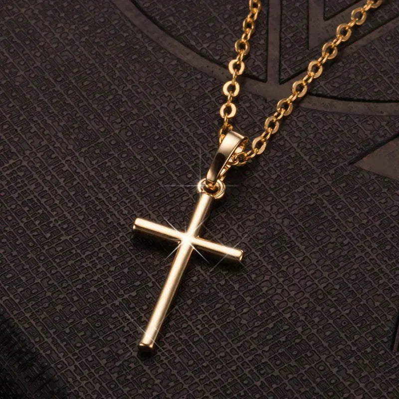 Luxury Zircon Cross Pendants Necklace Fashion Light Silver Color For Men Women'S Jewelry Chain Accessory