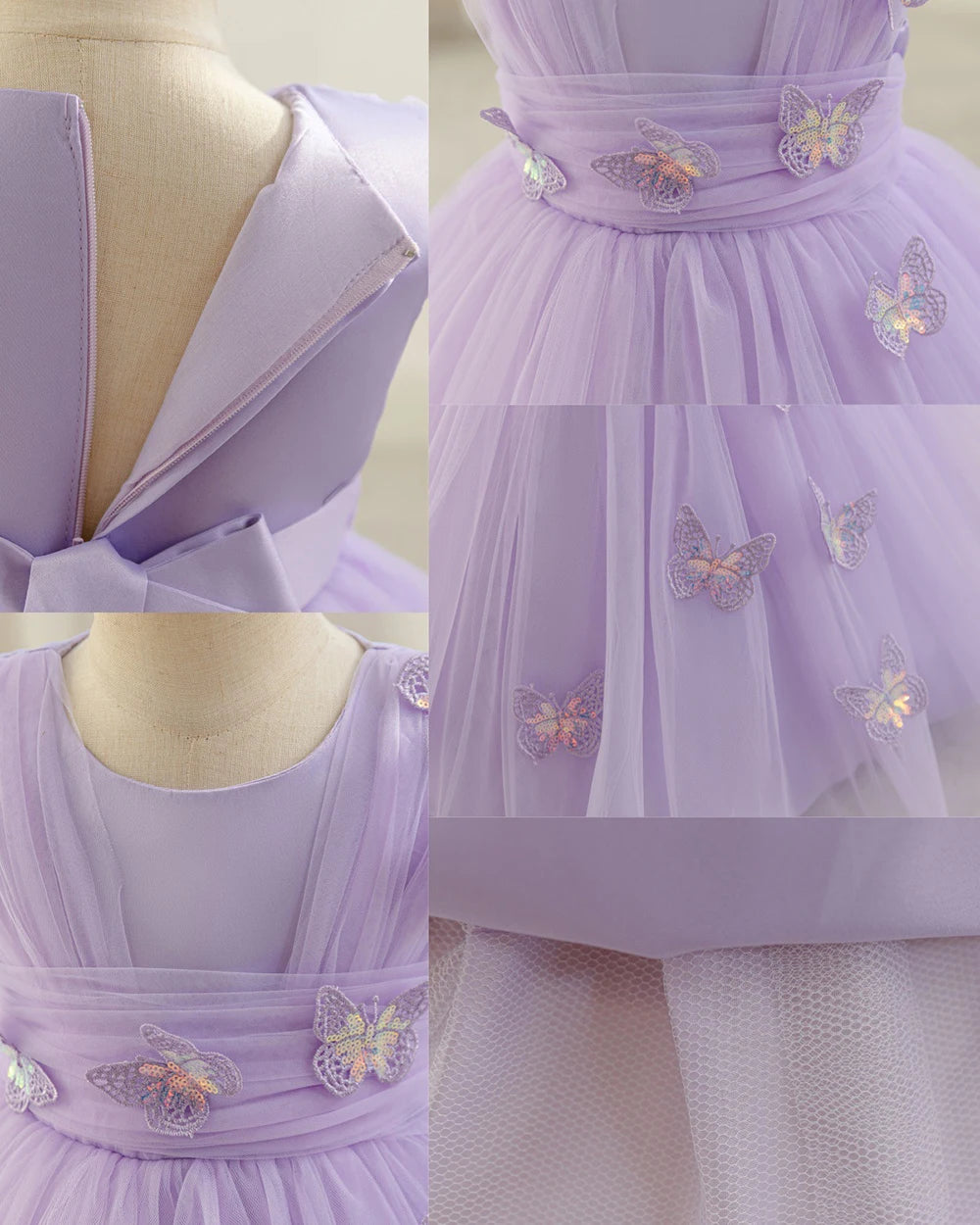 HETISO Butterfly Toddler Baby Dresses Infant Princess Summer Tulle Embroidery Birthday Party Dresses for Kids Girl Gown