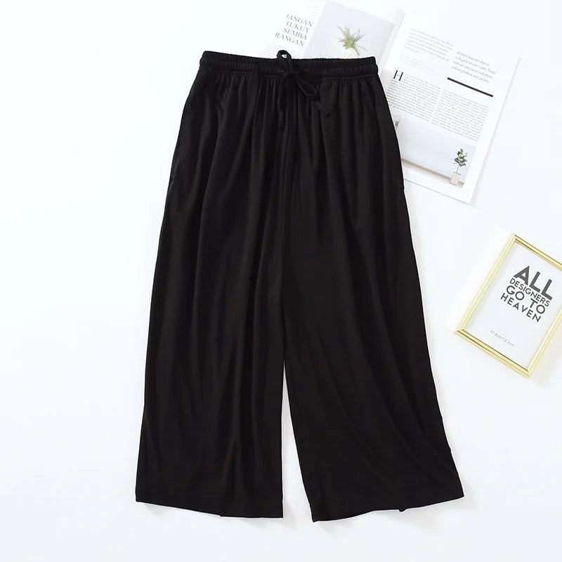 Btsukimi Women's Modal Blend Pajama Pants - Loose Cropped Sleepwear