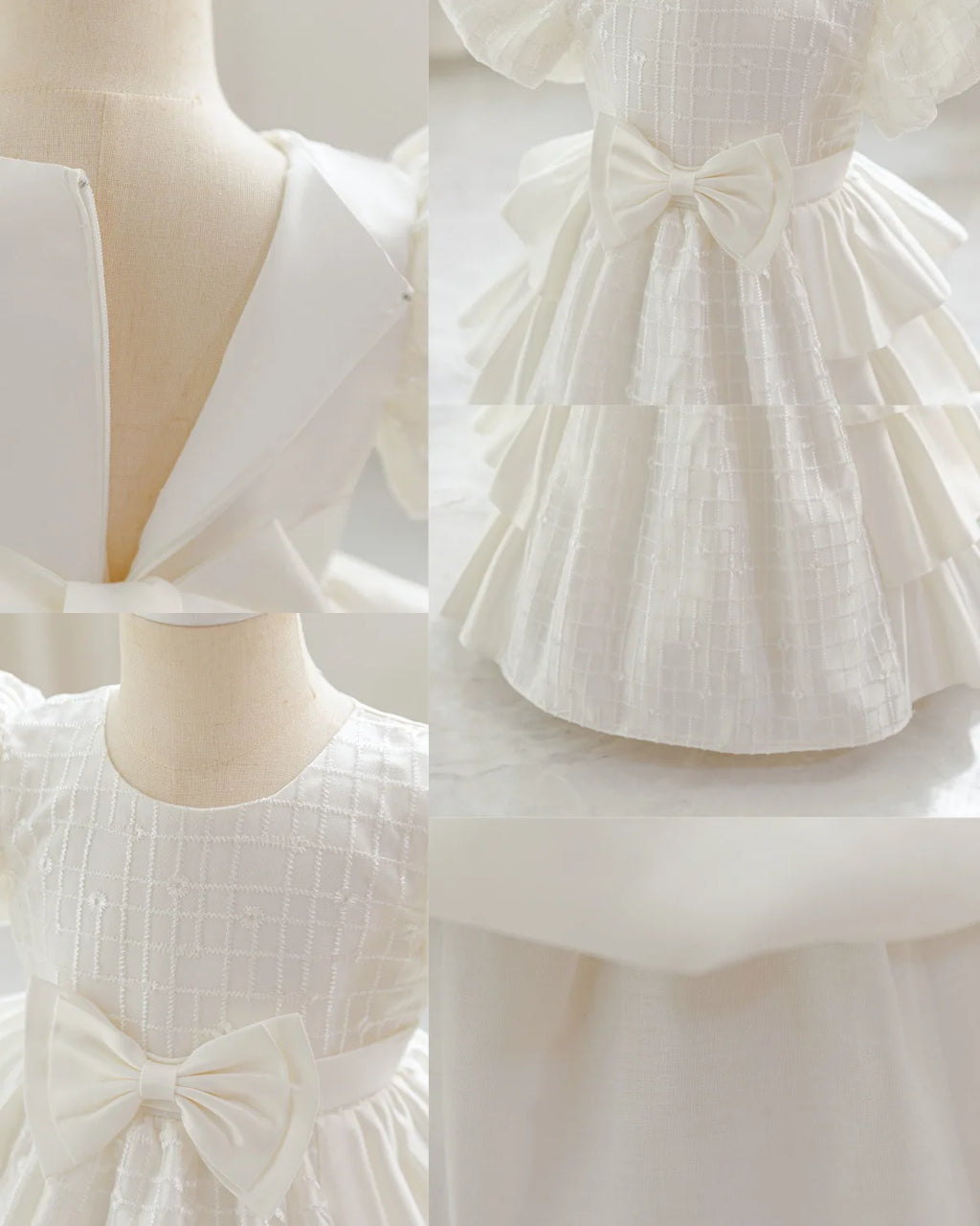 HETISO Plaid Flower Girls Christmas Party Dress with Bow Elegant Birthday Gown for Kids 0-4 Years Children Birthday Frocks