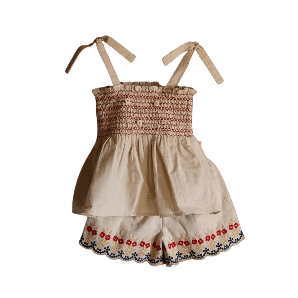 Children's Dress 2026 Summer New Product BD Girls Pastoral Embroidery Wrap Bubble Sleeve Shirt Skirt Princess Dress