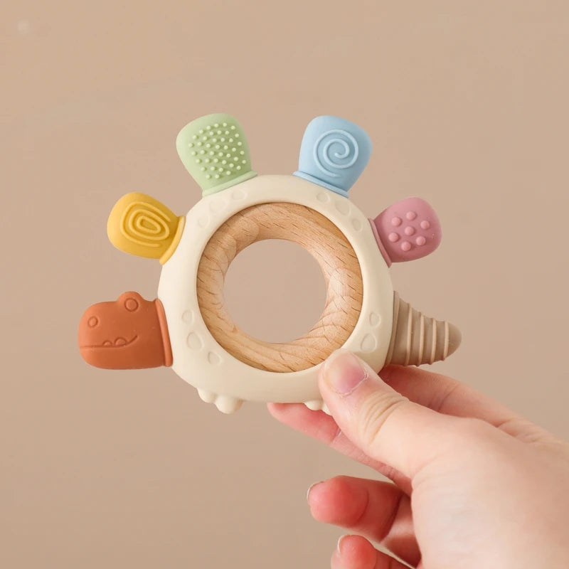 BPA-Free Baby Dinosaur Silicone Teether Sensory Toy Easy to Grip Infant Care Food Grade Baby Toy Newborn Gift Babies Accessory
