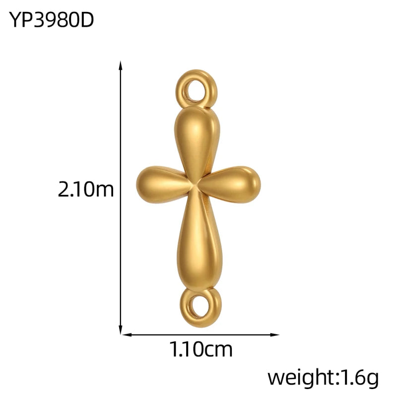 3Pcs Colorful Stainless Steel Cubic Zirconia Jesus Cross Pendant Charm Christian Religious Diy Jewelry Accessories For Men Women'S