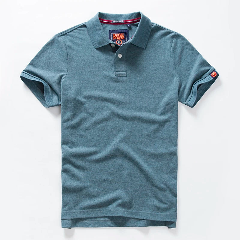 Summer New American Retro Knitted Solid Color Pearl Cotton Polo Shirts Men'S Fashion Washed Short Sleeve Lapel Casual T-Shirt