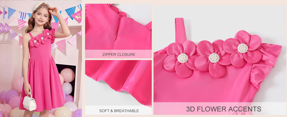 Snvdzo Flower Girls Cami A-Line Sleeveless Summer Dress For Wedding Birthday Evening Party Prom Banquet Dresses 2026