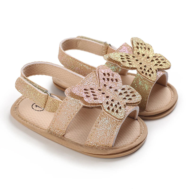 Baby Girls Butterfly Bow Pre-Walker Sandals - Soft Summer Footwear