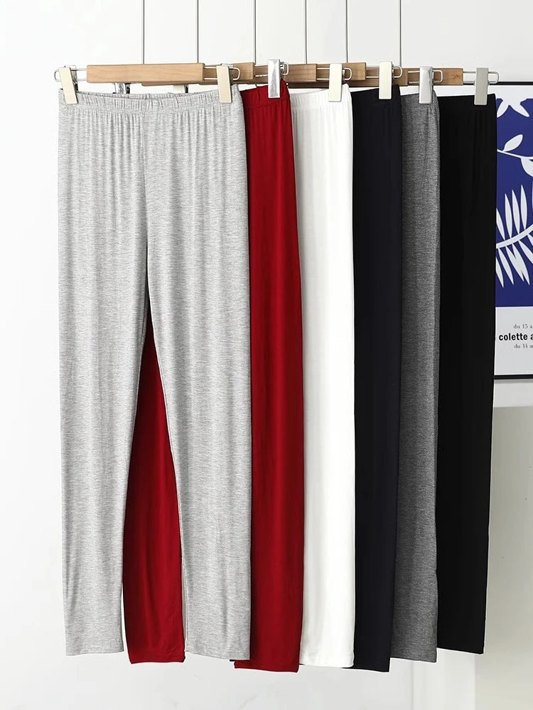 Women's High-Waist Modal Leggings - Stretchy Knit Trousers