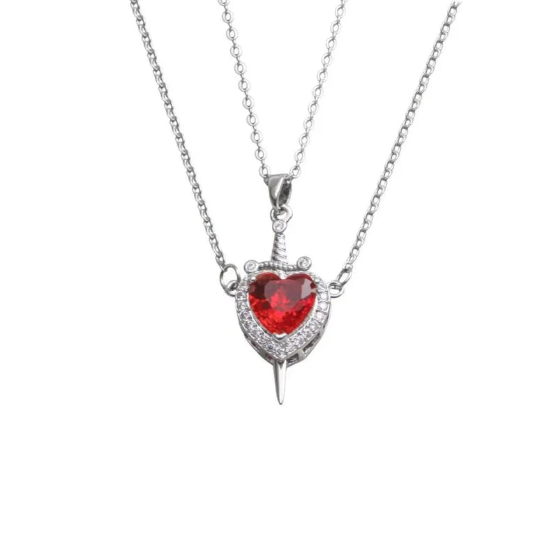 New Style Creative Arrow Through Heart Couple Pendant Heart-Shaped Collar Chain Valentine's Day Necklace Jewelry Gift