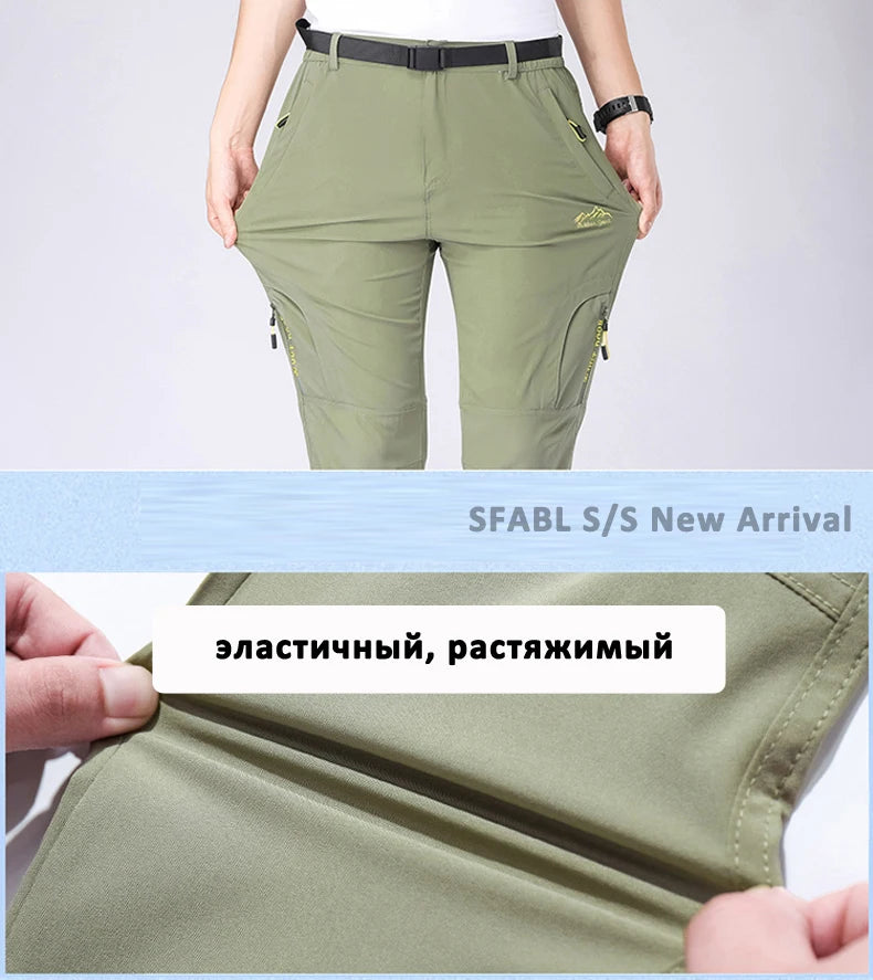 Thin Summer Stretch Pants with Zipper Pockets Quick Dry Hiking Camping Trousers Men Gym Fitness Jogging Running Sports Pants Men