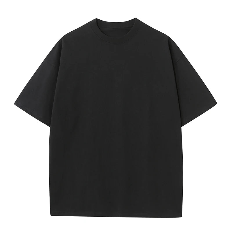 Mens Oversized 230Gsm Heavyweight Cotton T Shirt Short Sleeve Solid Colors Green White Black