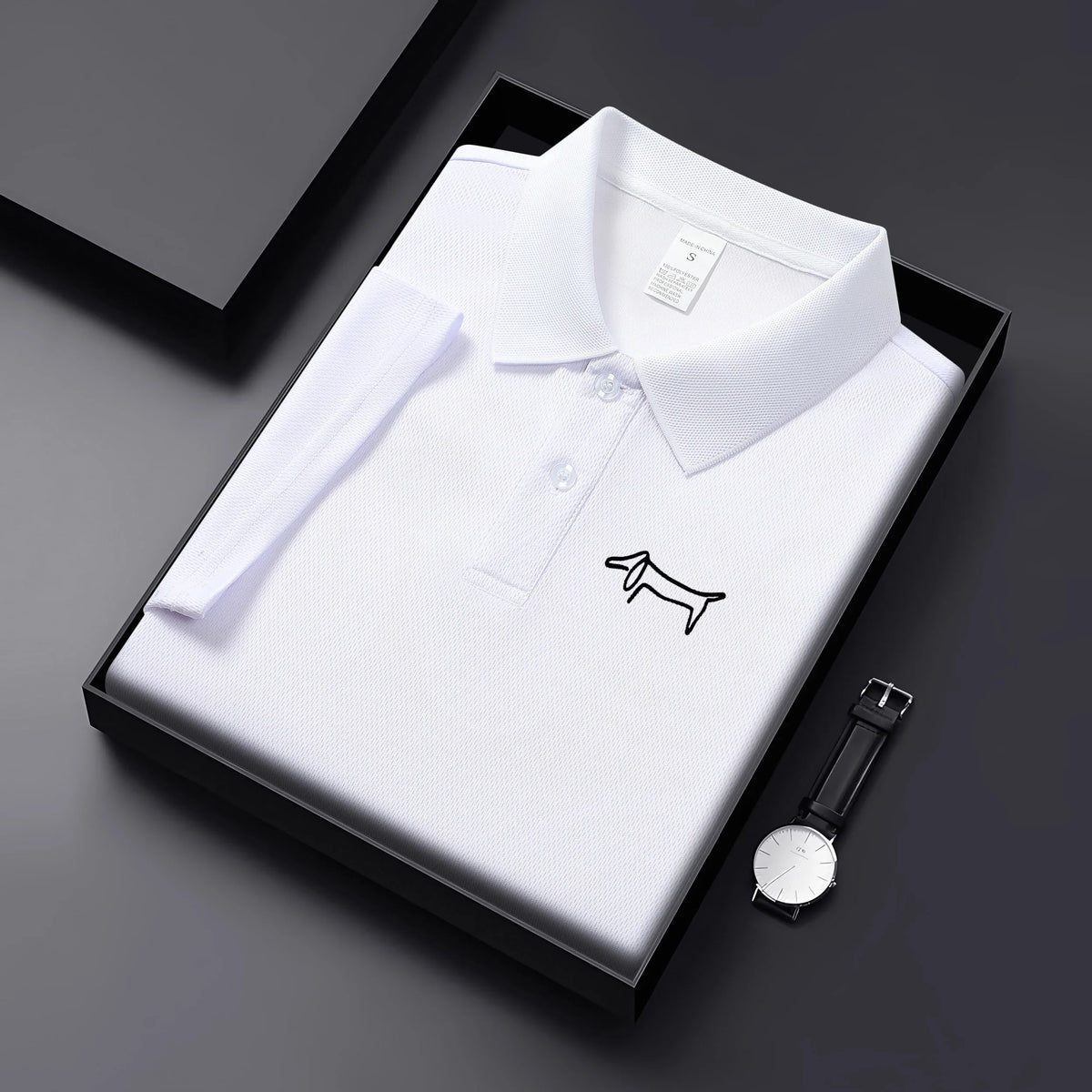 Men's Breathable Short Sleeve Polo Shirt - Casual Knit Polyester
