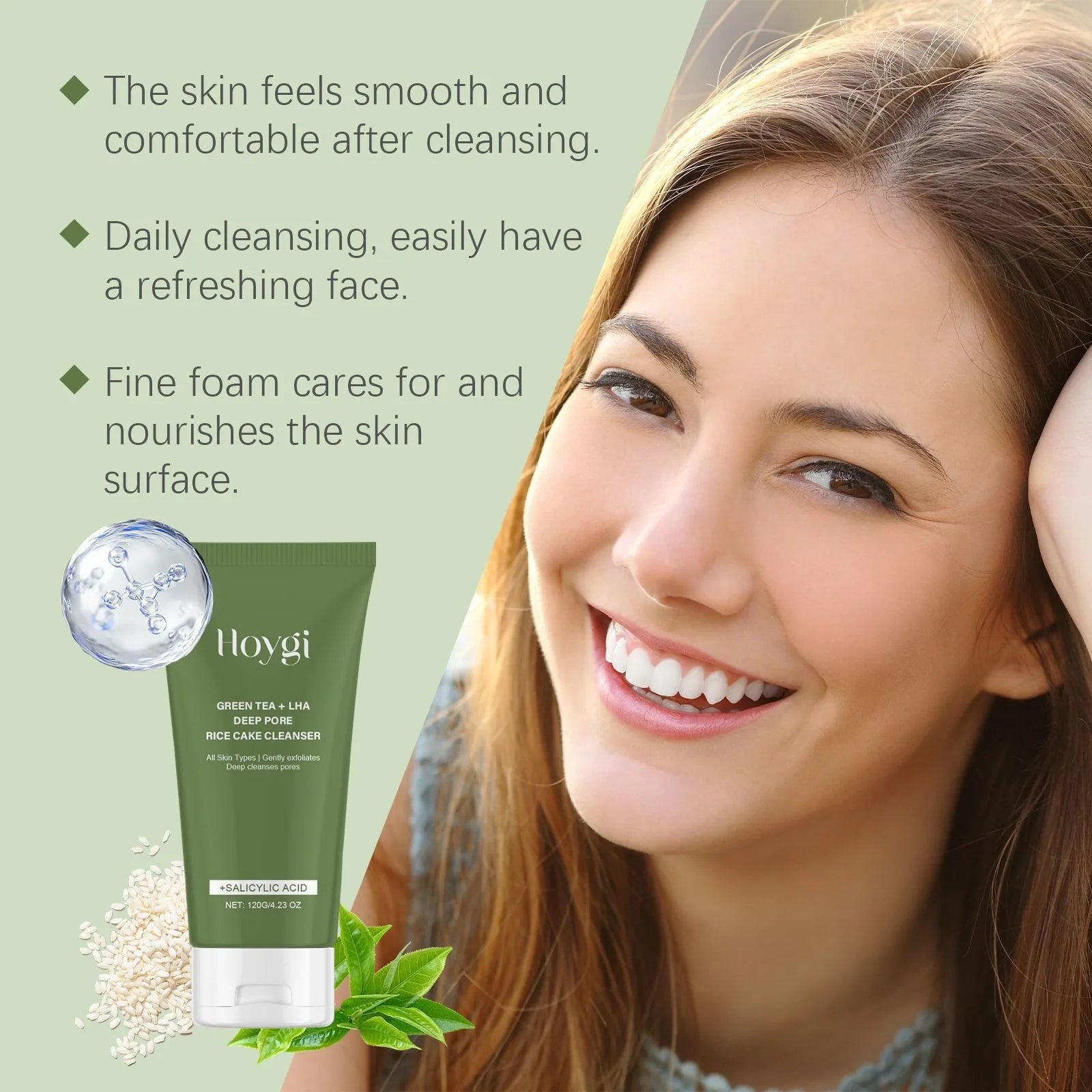 Hoygi Facial Cleanser Long Lasting Moisturizing Deep Cleansing Relieve Skin Irritation Refreshing Feeling Gentle Face Wash 120g