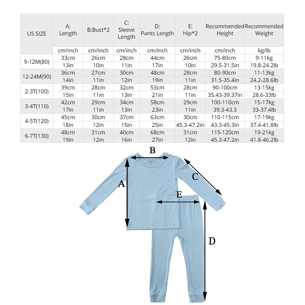 2026 Bamboo Fiber Toddler Kids Pajamas Clothes Solid Hight Elasticity Breathable Sleepwear Set For 9M-7T Boy Girl Loungewear