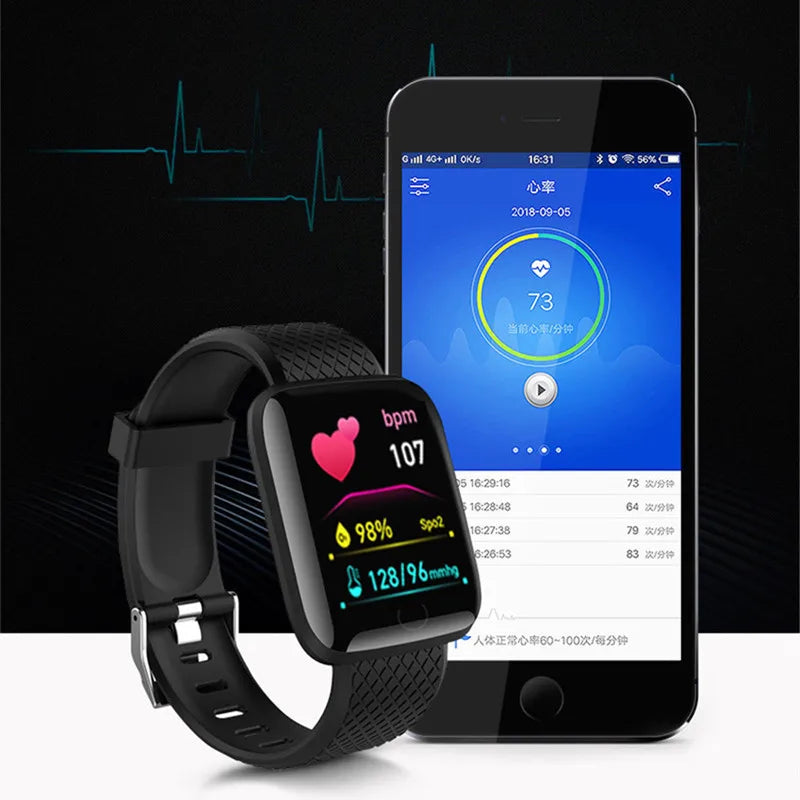 116plus Smart Watch Hombres y Mujeres Pantalla Táctil Completa Reloj Deportivo de Fitness Hombre IP67 Impermeable Bluetooth para Ios Android Smartwatch
