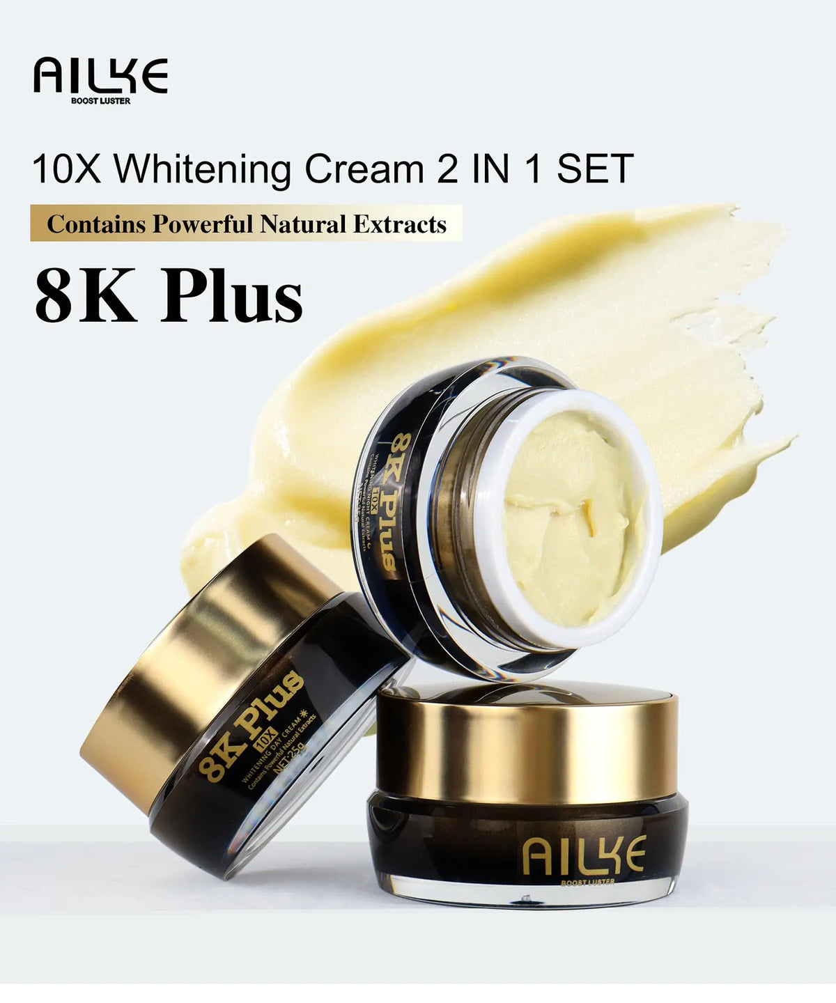AILKE 10X Whitening Face Cream Set with Serum - Dark Spot Corrector