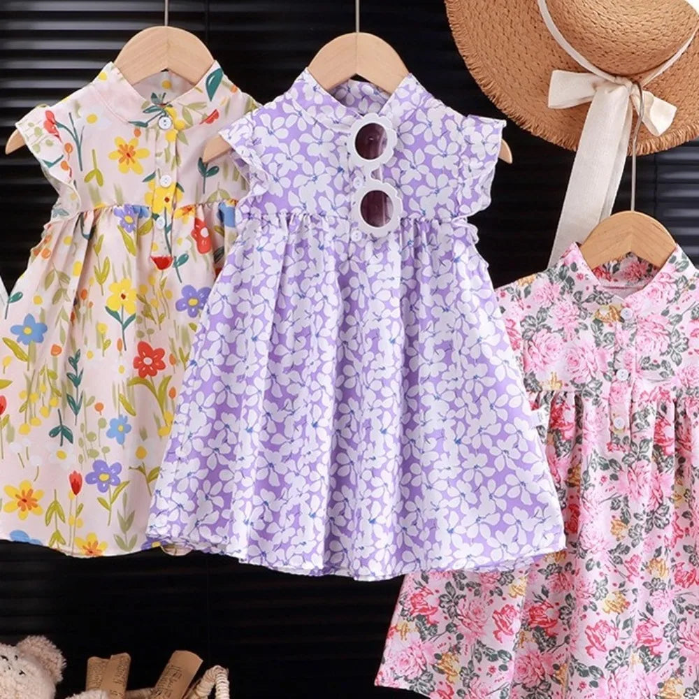 New Floral Girls' Floral Dress Soft Breathable Beach Skirt Performance Costumes Girls