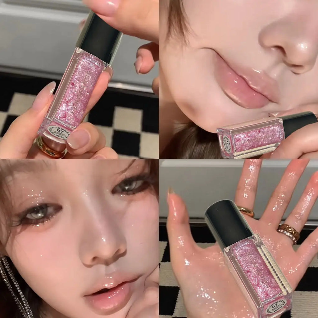 Herorange Star Shine Glitter Lip Gloss Shimmer Fine Glitter Long Lasting Moisturizing Non Sticky Glossy Lip Makeup